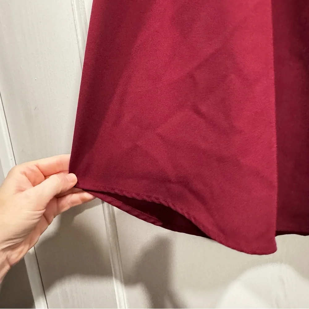 J Crew Womens Burgundy Ruffle‎ neck sleeveless blouse top Valentines Day Date